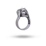 Top view of Brain Clever 925 Sterling Silver Ring showcasing the oxidized finish.