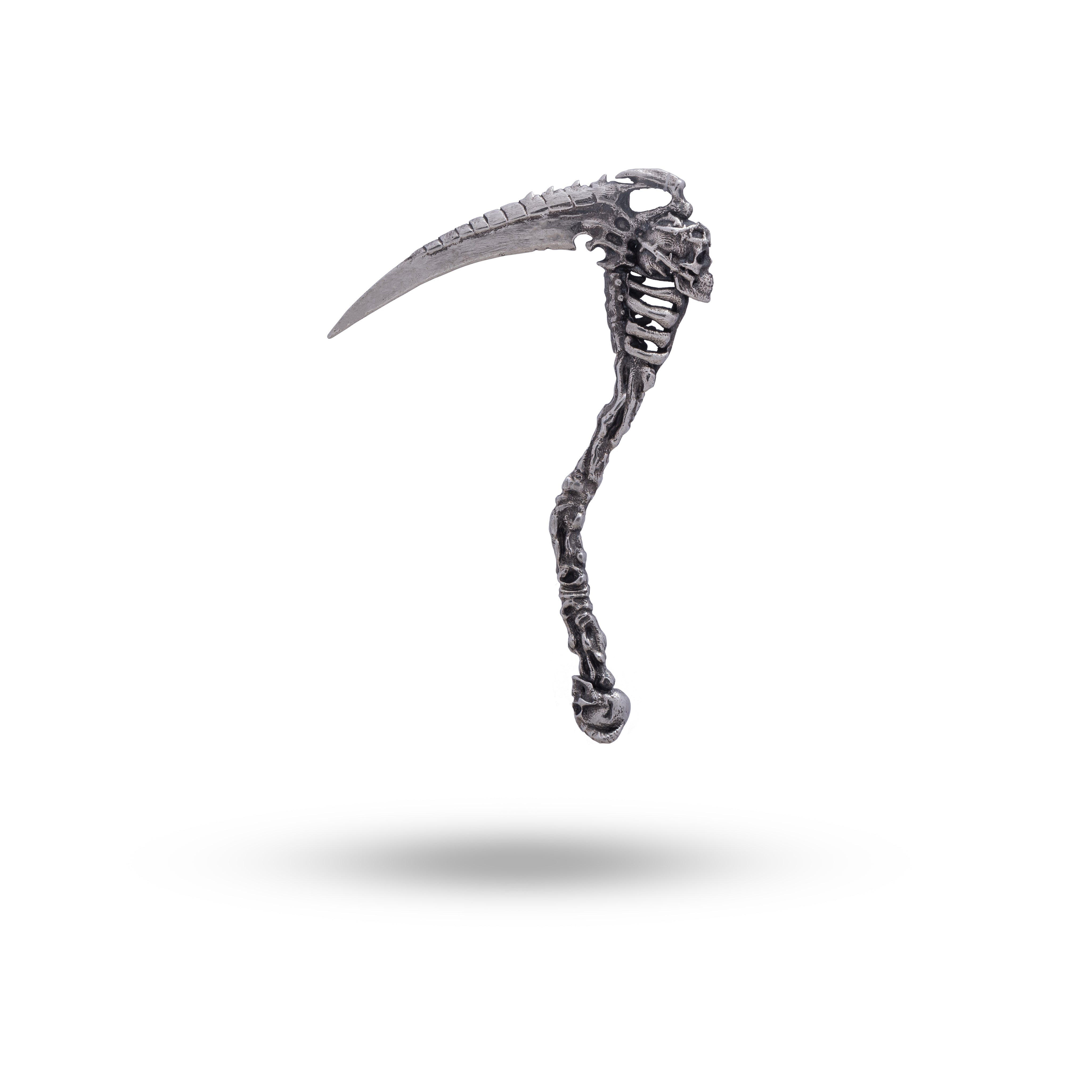 Death Scythe Gothic Skull Weapon 925 Sterling Silver Pendant, oxidation effect, White Lion Jewels