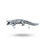 Close-up view of the Crocodile 925 Sterling Silver Shoulder Brooch showing intricate design and oxidized finish.