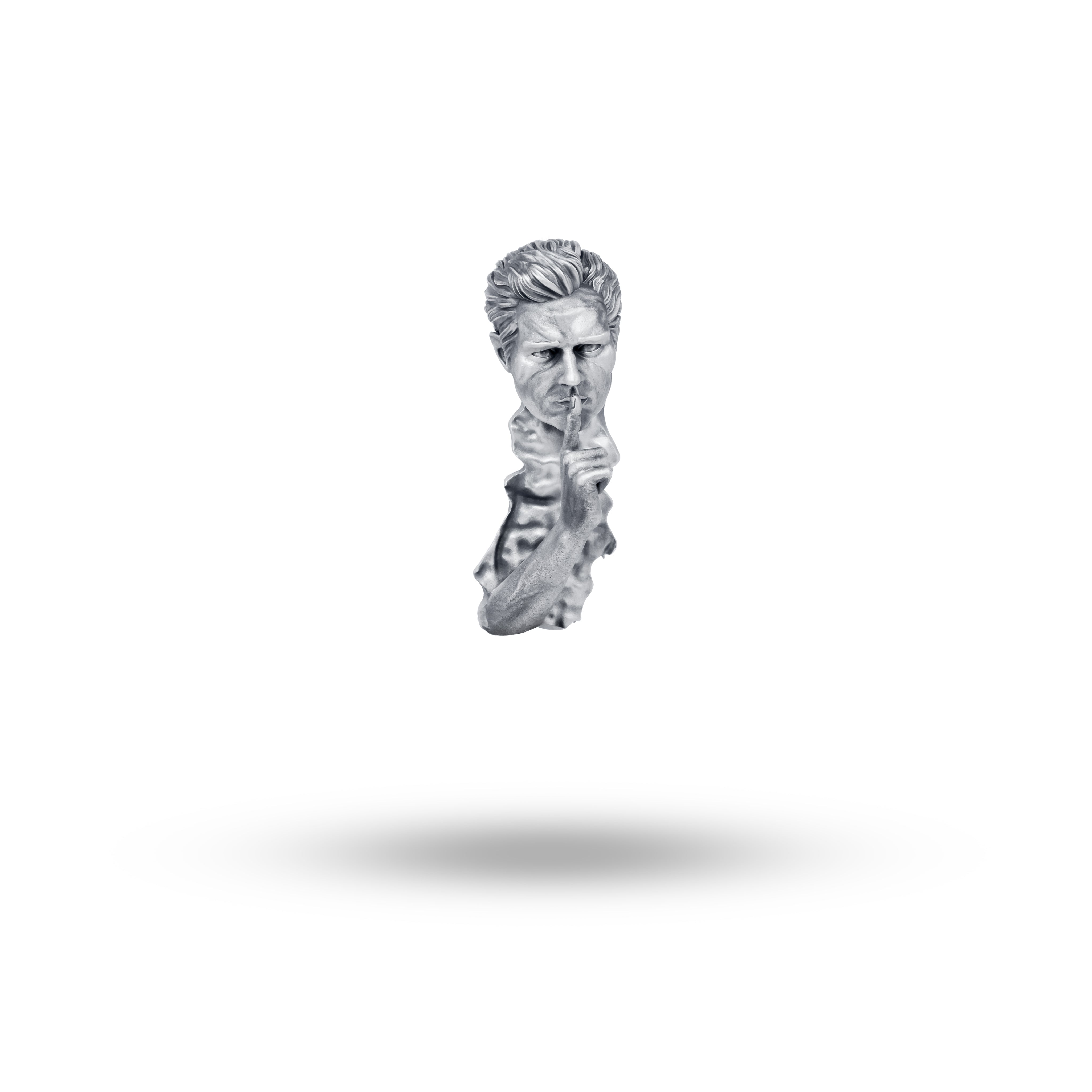 Front view of the Bold Keep Quiet Shut Up Brooch in 925 Sterling Silver.