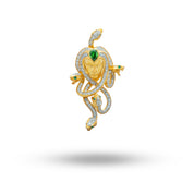 Sterling Silver Gold Plated Medusa Face Pendant adorned with Cubic Zirconia.
