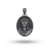 Oxidized 925 Sterling Silver Pendant with Jesus Crown Thorns, fine artistry by White Lion Jewels