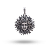 Apollo Sun God 925 Sterling Silver Pendant front view, featuring a handcrafted design in oxidized silver.