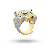Elegant Jaguar Panther Cubic Zirconia Ring in Gold-Plated Sterling Silver
