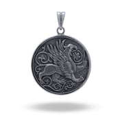 Gryphon Creature 925 Sterling Silver Pendant with oxidized silver finish, handcrafted by White Lion Jewels