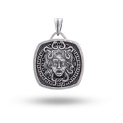 Greek Gorgon Medusa Pendant in Oxidized 925 Sterling Silver, elegant and mythological design