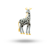 Front view of Giraffe Animal Cubic Zirconia 925 Sterling Silver Gold Plated Brooch Pin