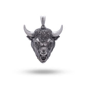 925 sterling silver Bull Head Aries Zodiac pendant with oxidized finish