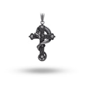 Dragon Skull Cross 925 sterling silver pendant with intricate design, mystical style