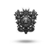 Lion Leo Garuda Sterling Silver brooch, showcasing elegance in oxidized silver, perfect for regal flair.