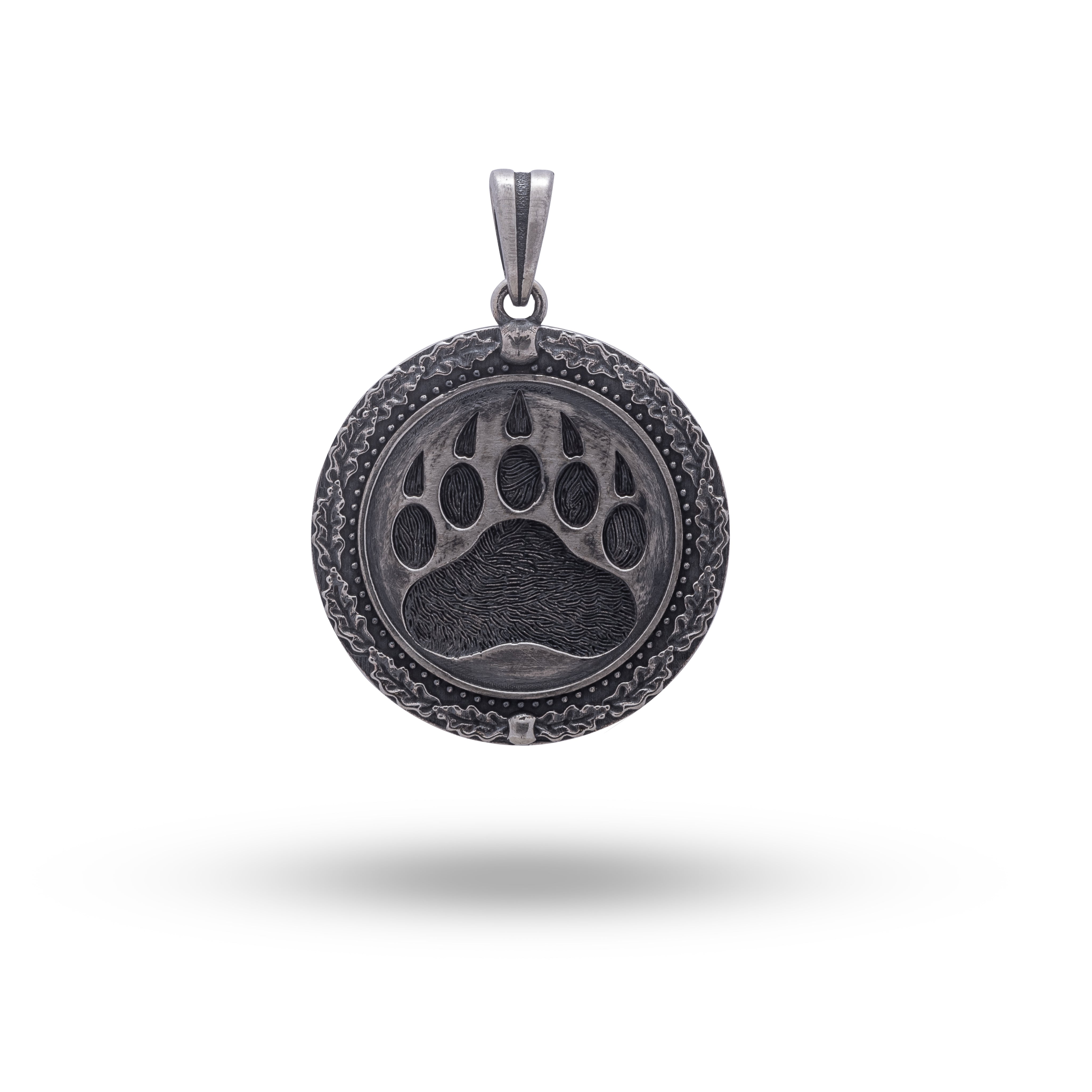 Front view of Viking Bear Paw 925 Sterling Silver Pendant - Intricate Design