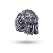 Front view of the Vampire Predator Vulture Bloodsucker 925 Sterling Silver Ring with oxidized finish design.