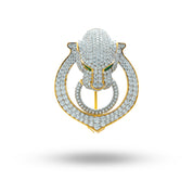 Front view of Jaguar Panther Cubic Zirconia gold plated brooch with sterling silver