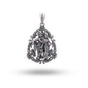 Lord Krishna Radha 925 Sterling Silver Pendant with Oxidized Finish, Spiritual Jewelry for Religious Events