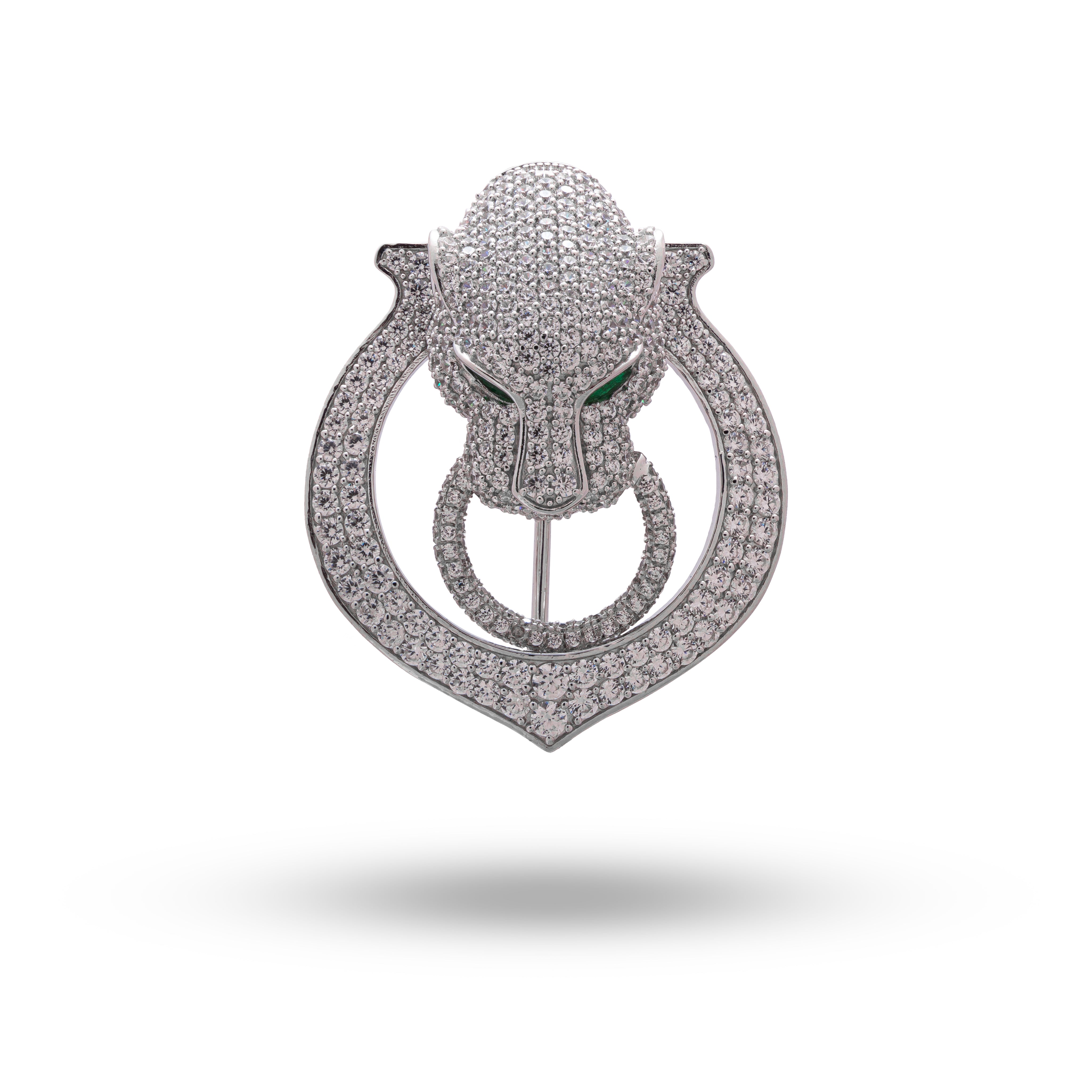 Elegantly crafted Jaguar Panther Cubic Zirconia Brooch in 925 Sterling Silver, an exquisite luxury accessory.