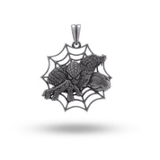 Spider Man 925 Sterling Silver Pendant in oxidized finish showcasing superhero design, perfect for fans.