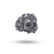 Half Jaw Gothic Classic Skull 925 Sterling Silver Ring showcasing oxidized finish from angle 1