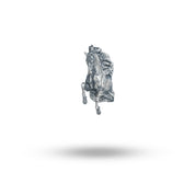 Front view of the Elegant Rearing Horse Brooch in oxidized silver, showcasing a unique 3D design.