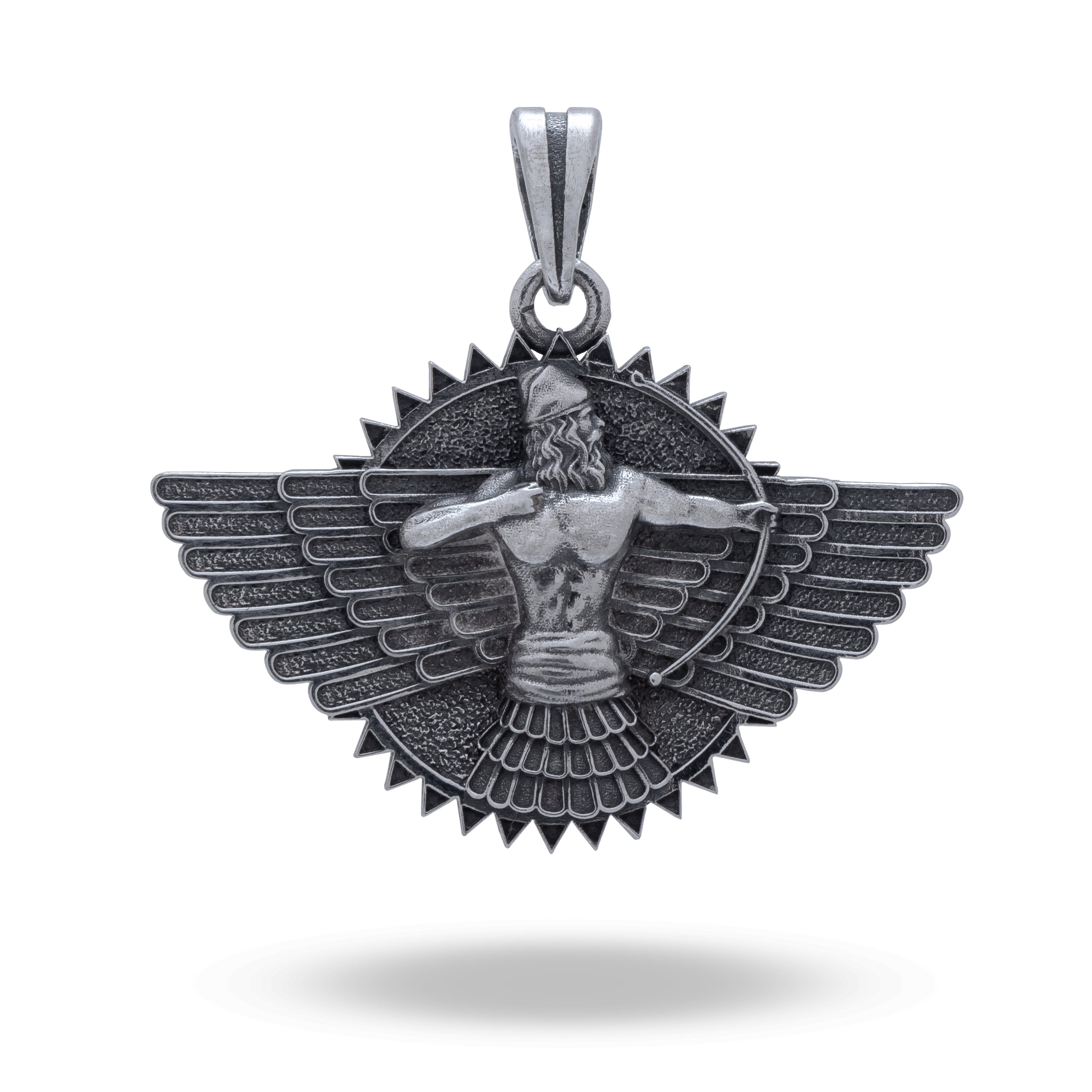 Sumerian Warrior 925 Sterling Silver Pendant featuring intricate design and oxidized finish