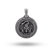 Memento Mori Scorpio Zodiac 925 Sterling Silver Pendant with intricate design showcasing Scorpio symbol.