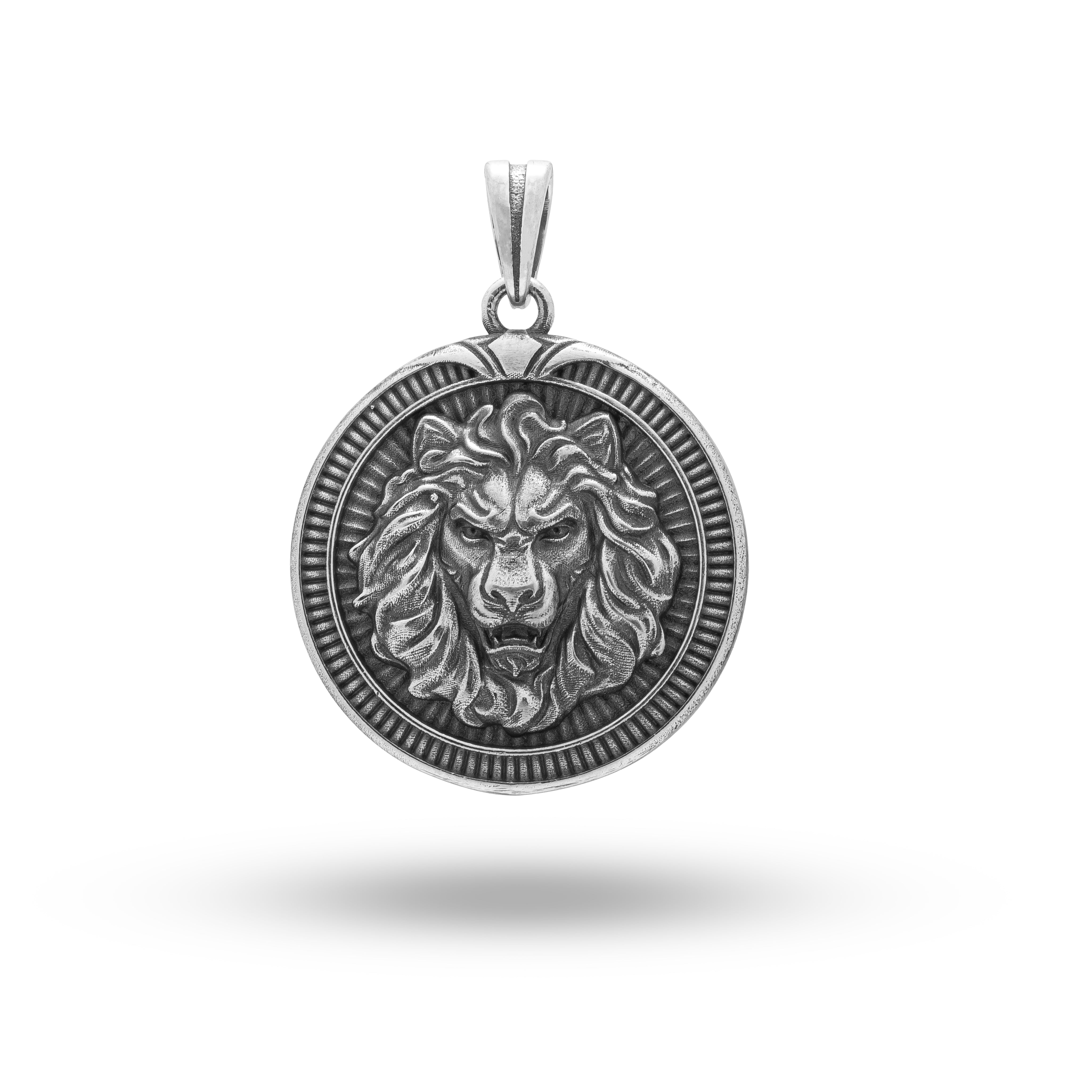 Full view of Lion King Leo 925 Sterling Silver Pendant with oxidized finish