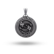 925 Sterling Silver Pisces Zodiac Pendant with oxidized finish, symbolizing Memento Mori theme by White Lion Jewels.