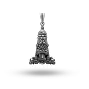 Front view of the Shree Balaji 925 Sterling Silver Pendant by White Lion Jewels showcasing intricate design and oxidized finish