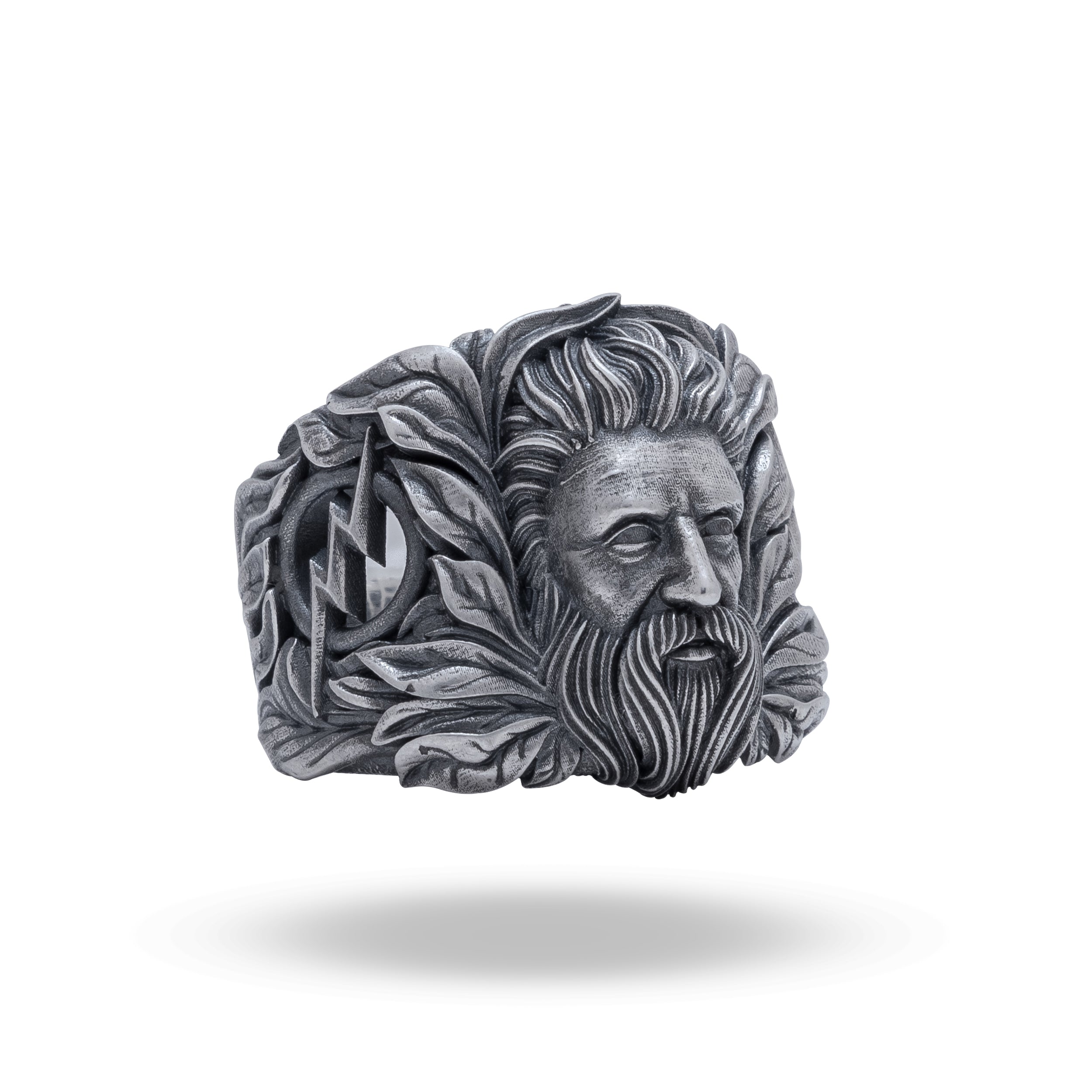 925 Sterling Silver Ring with Greek God Zeus Design by White Lion Jewels
