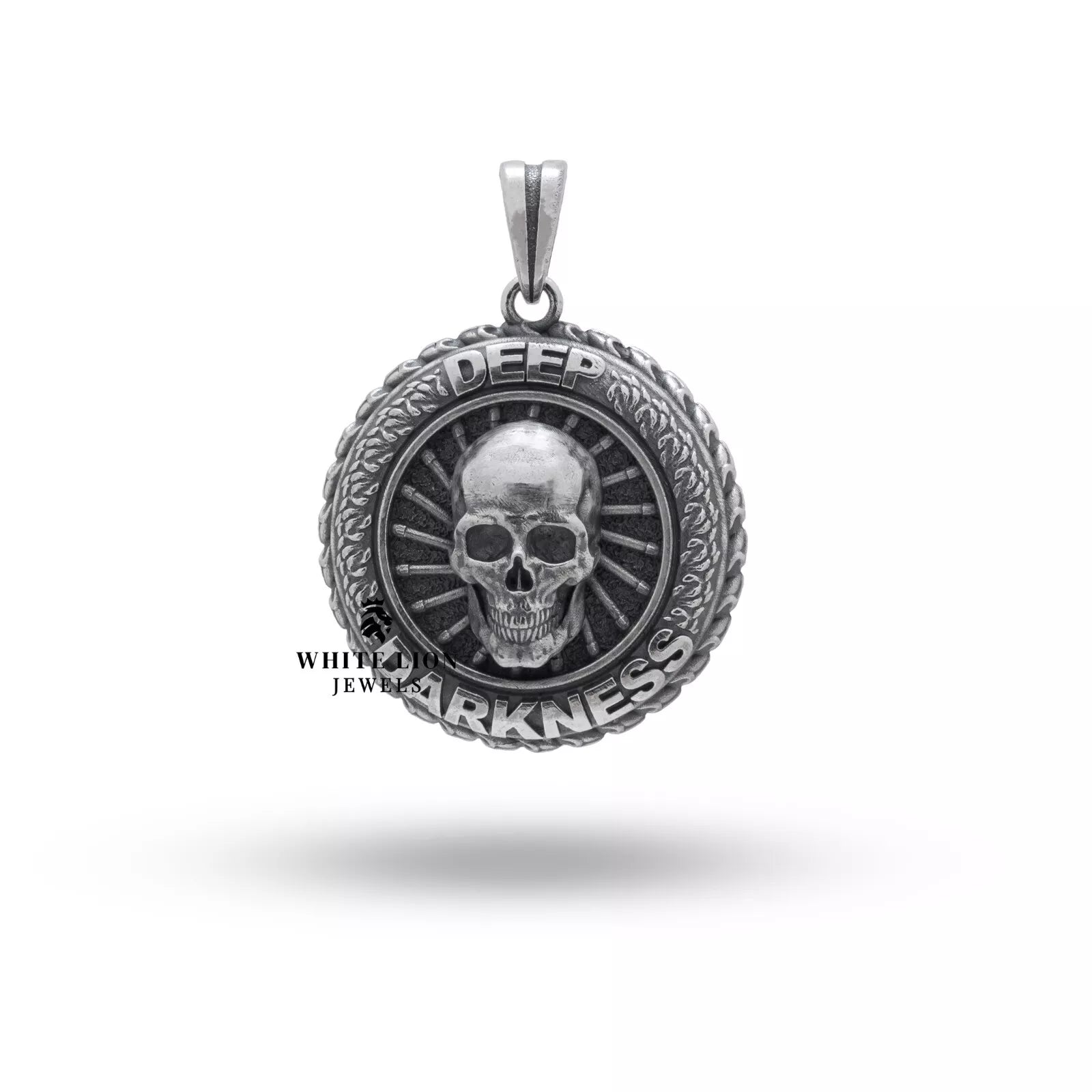Front view of Deep Darkness 925 Sterling Silver Pendant showcasing oxidized finish
