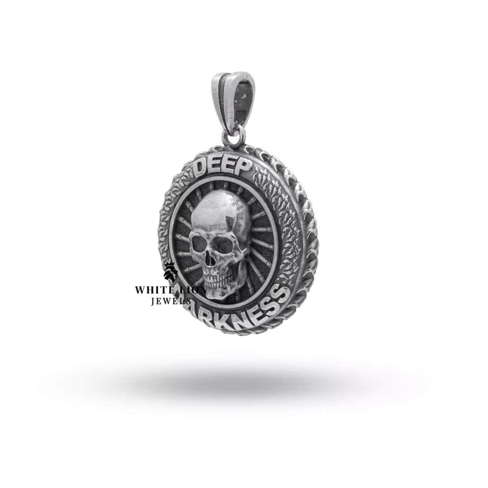Side view of Deep Darkness 925 Sterling Silver Pendant highlighting intricate craftsmanship