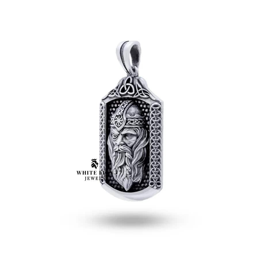 Lifestyle image featuring the Odin God Of Wisdom Silver Pendant in a casual setting