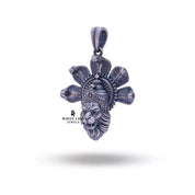 Religious avatar pendant with intricate cobra motif in silver