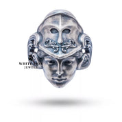 Close-up of Greek Athena design on 925 Sterling Silver Ring