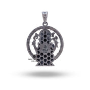Atharva Ganesha 925 Sterling Silver Pendant showcased on model, highlighting its elegant design.