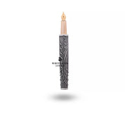 Elegant oxidized silver finish on peacock themed luxury fountain pen.