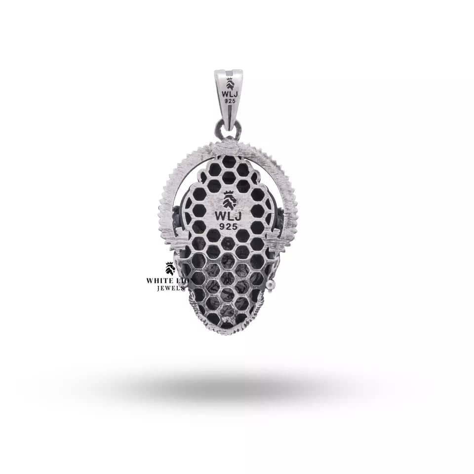 Handcrafted Hanuman Face Pendant in Sterling Silver - Detailed Craftsmanship