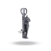 Close-up of intricate design features on the Winged Egyptian Cat Pendant, showcasing superior artisanship.