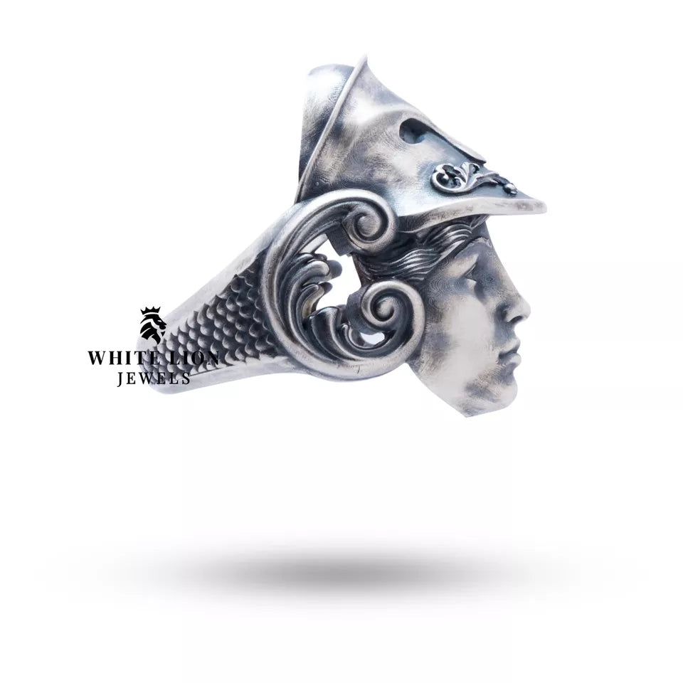 Luxury Greek Athena Sterling Silver Ring showcasing craftsmanship
