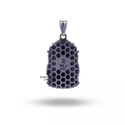 Elegant Buddha God of Peace pendant in oxidized silver style for spiritual wear.