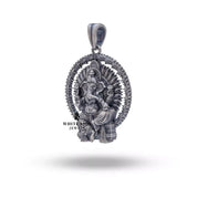 Round Ganesha Pendant in 925 Sterling Silver by White Lion Jewels