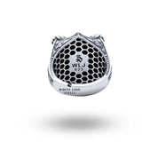 Styled St Michael 925 Sterling Silver Ring paired with elegant attire, symbolizing protection and sophistication