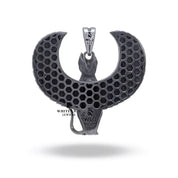 Pendant on display, highlighting its substantial dimensions and unique historical-inspired theme.