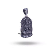 Detailed handcrafted Buddha pendant in 925 sterling silver by White Lion Jewels.
