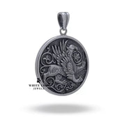Detailed view of a handcrafted Gryphon Creature pendant in 925 sterling silver
