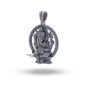 Back view of Atharva Ganesha Pendant showcasing detailed craftsmanship in sterling silver.