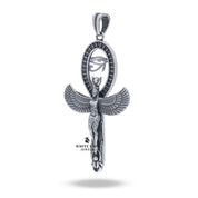 Back view of Isis Ankh Egyptian Pendant in Oxidized Silver
