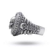 Side view of Deep Darkness 925 Sterling Silver Ring showcasing handcrafted detailing in oxidized silver