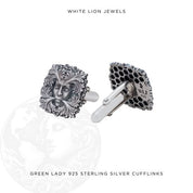 Green Lady 925 Sterling Silver Cufflinks