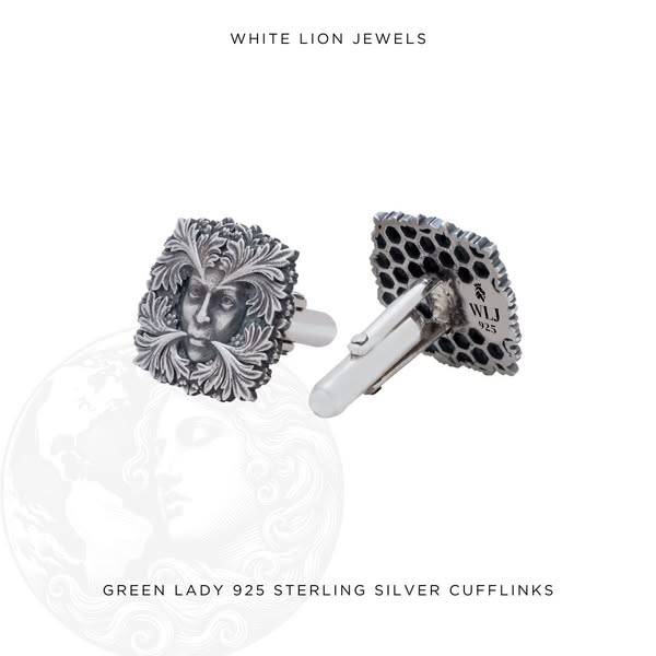 Green Lady 925 Sterling Silver Cufflinks