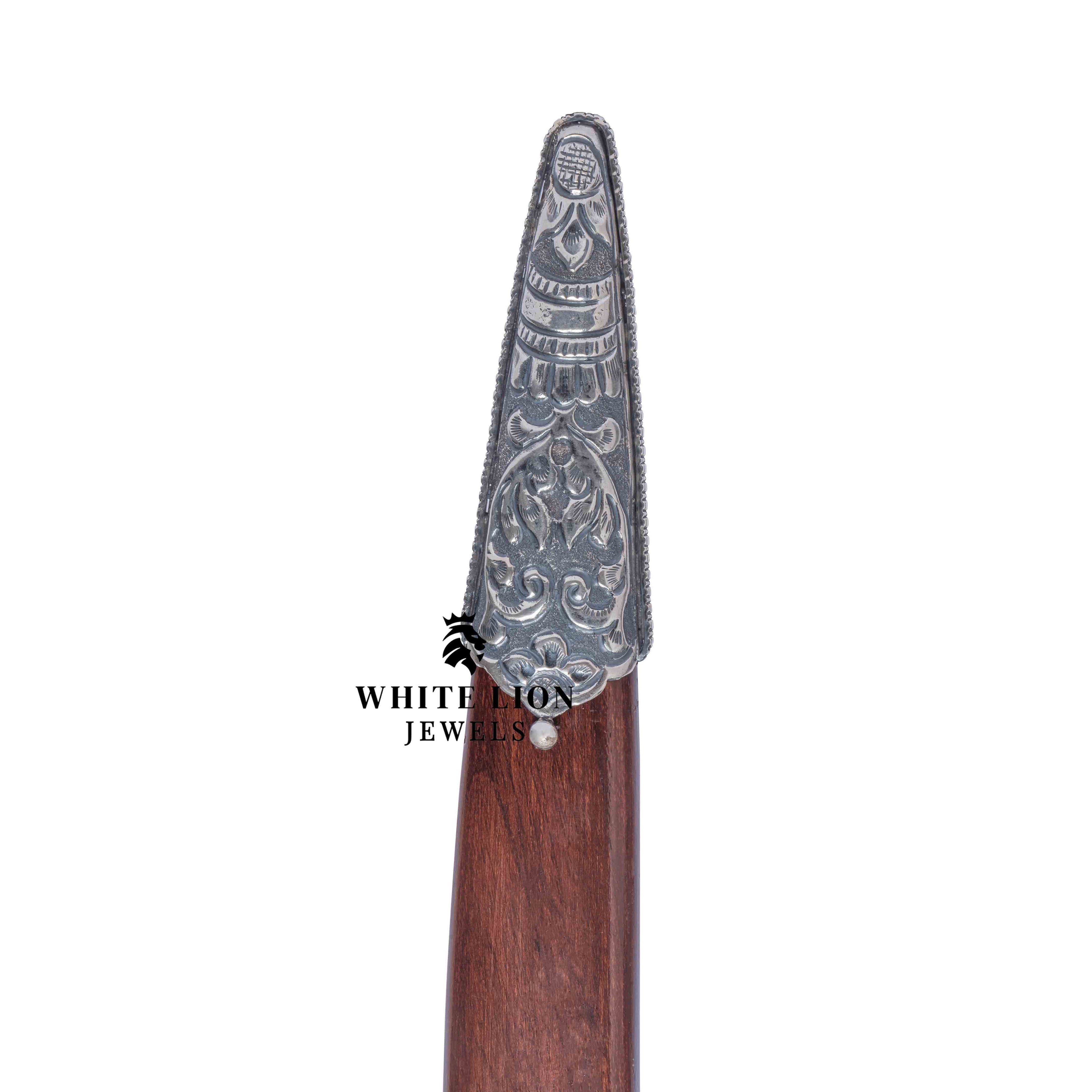 Close-up view of the 925 Sterling Silver Talwar, highlighting artisan craftsmanship.